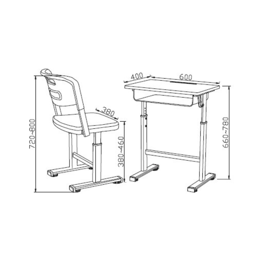 Set ergonomic reglabil Ergo School 02 – pentru clasele I–XII