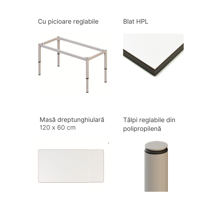 Masă dreptunghiulară modulară si colaborativă Esco Flexus Rectangle Table pentru clasele I-XII
