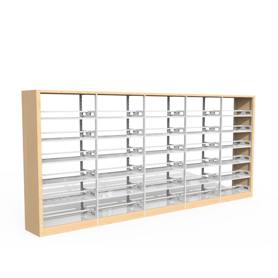 Raft metalic dublu-față pentru biblioteca, modul single-row