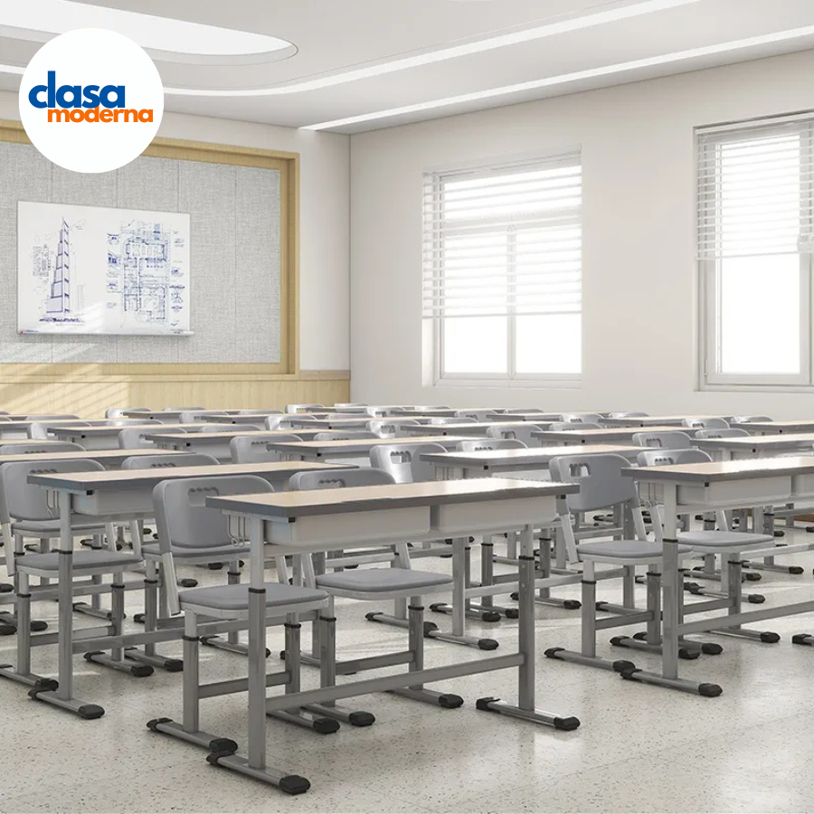Set școlar reglabil DuoDesk – masă dublă și două scaune ergonomice clasele I-XII