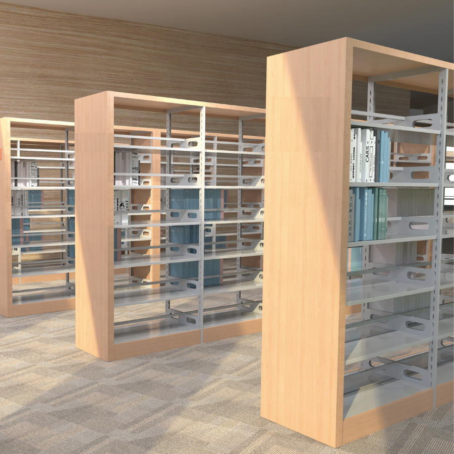 Raft metalic dublu-față pentru biblioteca, modul single-row