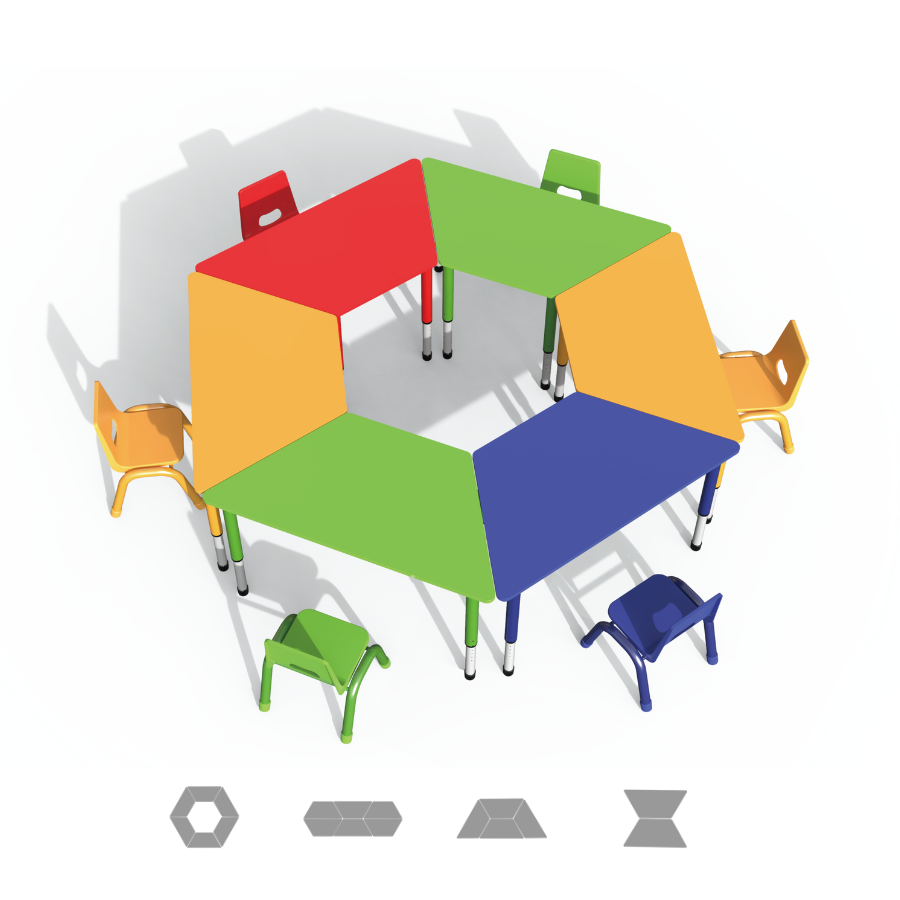 Masă trapezoidală reglabilă pentru gradinita