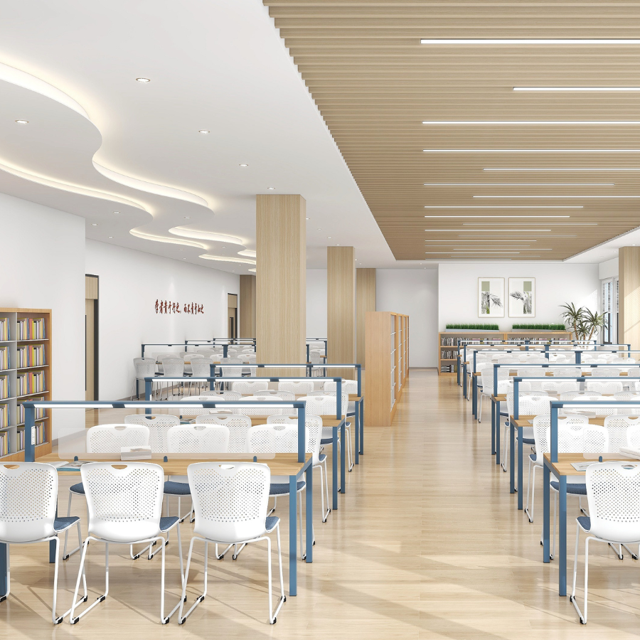 Masă de studiu pentru bibliotecă cu iluminare integrată