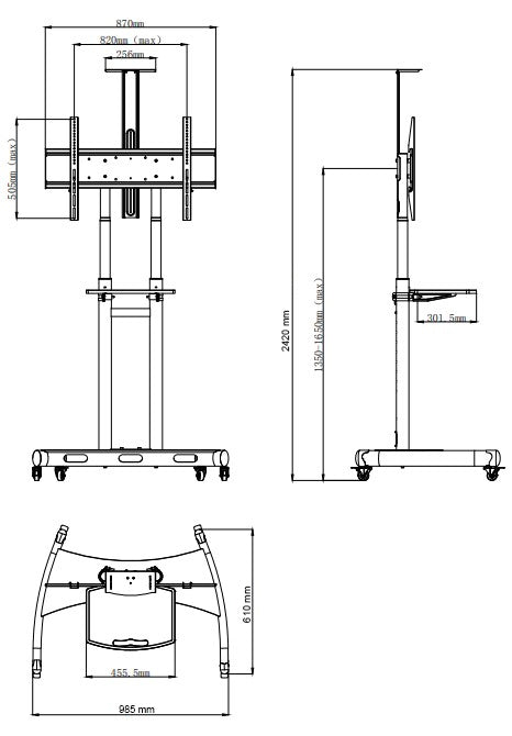 Stand TV mobil Blackmount BM-T104, diagonale 42"-100", max.80 kg, negru