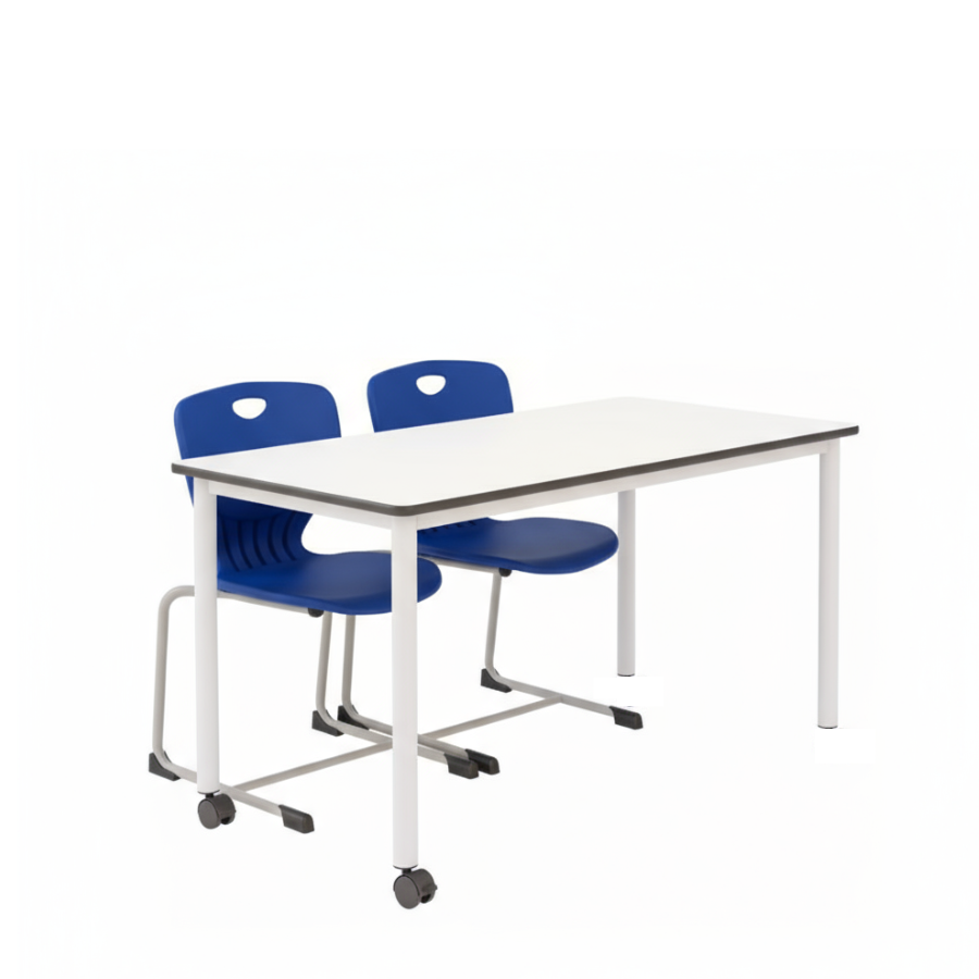 Set mobilier educațional „Esco Flexus Duo” – Masă modulară cu două scaune ergonomice, clasele I-XII