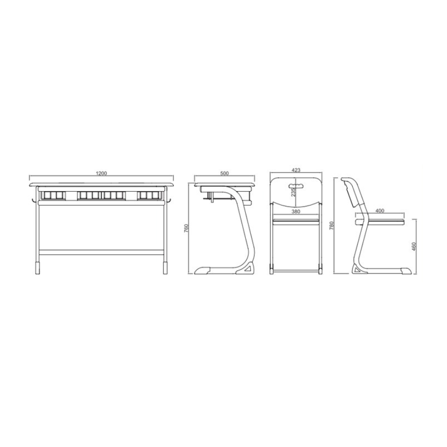 Set școlar reglabil DuoDesk – masă dublă și două scaune ergonomice clasele I-XII