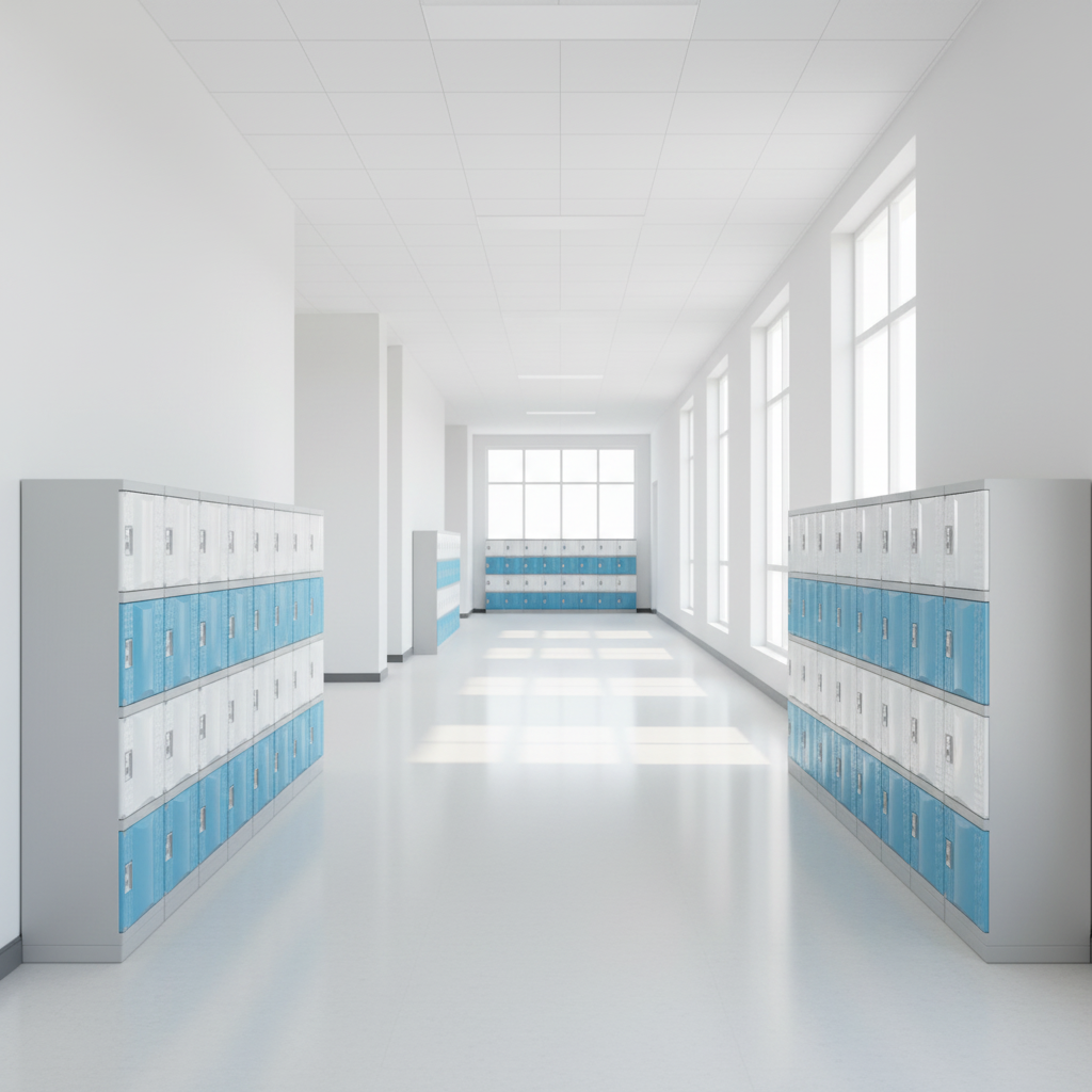 Lockere pe coridorul școlii