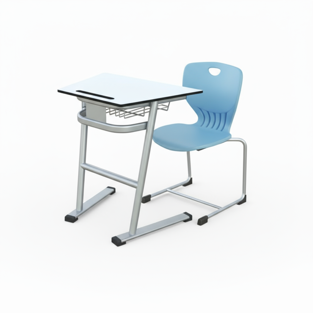 Student Desk and Chair Set - Grey Metal Base