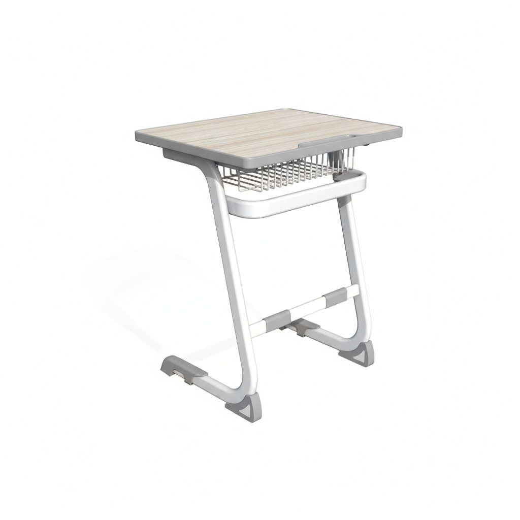 Student Desk Side View on White Background